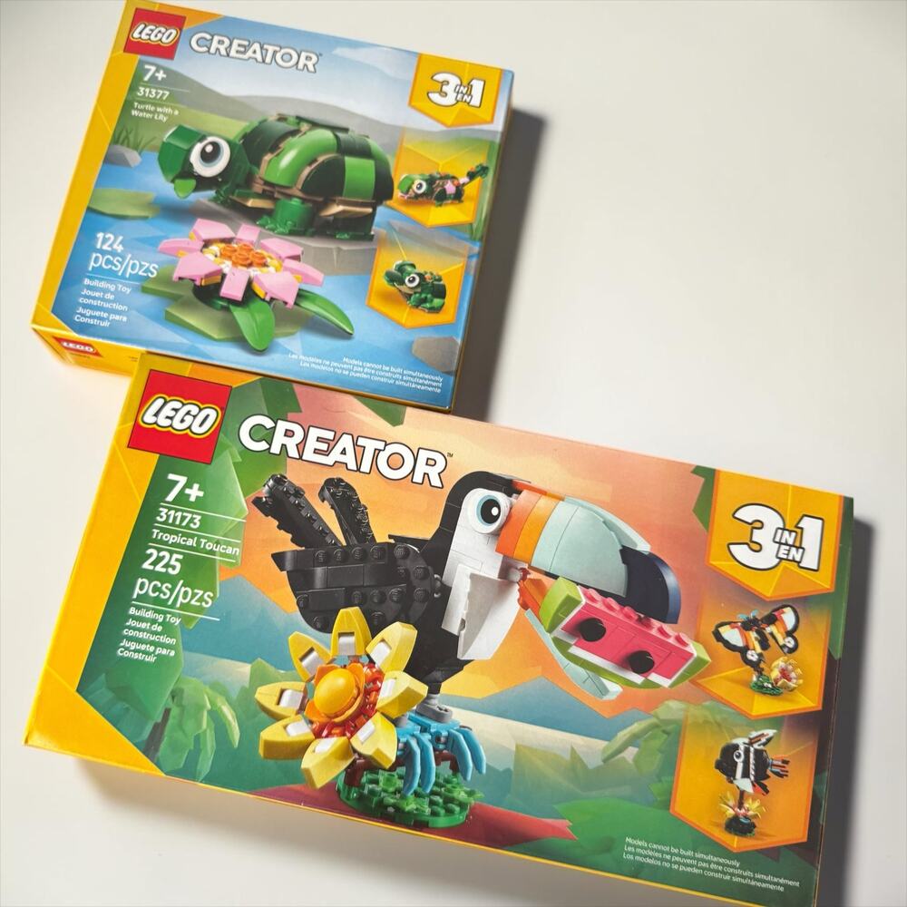 LEGO Creator 3 in 1 Animal Set Lot Tropical Toucan Turtle Water Lily New Sealed